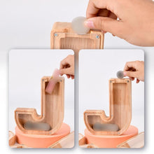 Load image into Gallery viewer, Wooden English Alphabet Piggy Bank Transparent Acrylic Piggy Bank