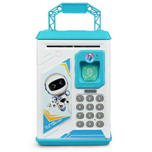Load image into Gallery viewer, Children Cartoon Simulation Human Face Fingerprint Music Chinese British Switch Piggy Bank, Specification：, Battery (Blue), Battery (Pink)