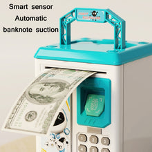 Load image into Gallery viewer, Children Cartoon Simulation Human Face Fingerprint Music Chinese British Switch Piggy Bank, Specification：, Battery (Blue), Battery (Pink)