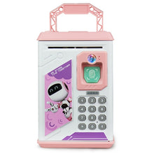 Load image into Gallery viewer, Children Cartoon Simulation Human Face Fingerprint Music Chinese British Switch Piggy Bank, Specification：, Battery (Blue), Battery (Pink)
