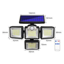 Load image into Gallery viewer, TG-TY085 Solar 4-Head Rotatable Wall Light with Remote Control Body Sensing Outdoor Waterproof Garden Lamp, Style:, 192 LED Integrated, 198 LED Integrated, 192 COB Integrated, 198 COB Integrated, 192 LED Separated, 198 LED Separated, 192 COB Separated ...