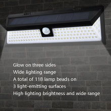 Load image into Gallery viewer, Solar 3-Sides Floodlit Motion Sensing Wall Light Outdoor Garden Corridor Street Light, 118 LED