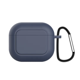 Silicone Shockproof Cover with Metal Buckle For AirPods 3, Night Green, White, Pink, Hyacinth Purple, Black, Midnight Blue