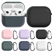 Load image into Gallery viewer, Silicone Shockproof Cover with Metal Buckle For AirPods 3, Night Green, White, Pink, Hyacinth Purple, Black, Midnight Blue