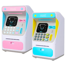 Load image into Gallery viewer, 8010 Simulated Face Recognition ATM Machine Piggy Bank Password Automatic Rolling Money Safe Piggy Bank,Style:, Pink, Blue, Rechargeable Version Pink, Rechargeable Version Blue
