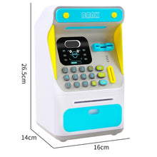 Load image into Gallery viewer, 8010 Simulated Face Recognition ATM Machine Piggy Bank Password Automatic Rolling Money Safe Piggy Bank,Style:, Pink, Blue, Rechargeable Version Pink, Rechargeable Version Blue