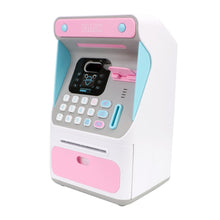 Load image into Gallery viewer, 8010 Simulated Face Recognition ATM Machine Piggy Bank Password Automatic Rolling Money Safe Piggy Bank,Style:, Pink, Blue, Rechargeable Version Pink, Rechargeable Version Blue