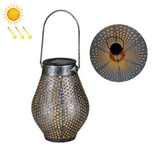 Load image into Gallery viewer, Outdoor Courtyard Wrought Iron LED Solar Portable Hollow Lantern, Lantern / Silver, Lantern / Copper