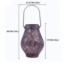 Load image into Gallery viewer, Outdoor Courtyard Wrought Iron LED Solar Portable Hollow Lantern, Lantern / Silver, Lantern / Copper