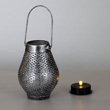 Load image into Gallery viewer, Outdoor Courtyard Wrought Iron LED Solar Portable Hollow Lantern, Lantern / Silver, Lantern / Copper