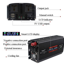 Load image into Gallery viewer, LCD Smart Home Car Inverter 12V To 220V Power Converter, 1500W, 2000W, 2600W, 3000W