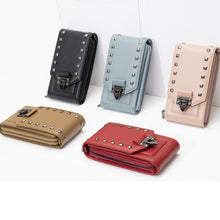 Load image into Gallery viewer, F835 Rivet Diamond Mobile Phone Bag Ladies Shoulder Diagonal Bag, Red, Blue, Black, Pink, Tea Brown