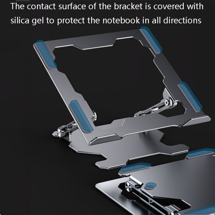 Integrated Foldable Laptop Stand Hollow Heat-Dissipating Flat Desktop Stand, Deep Space Gray, Moon Silver