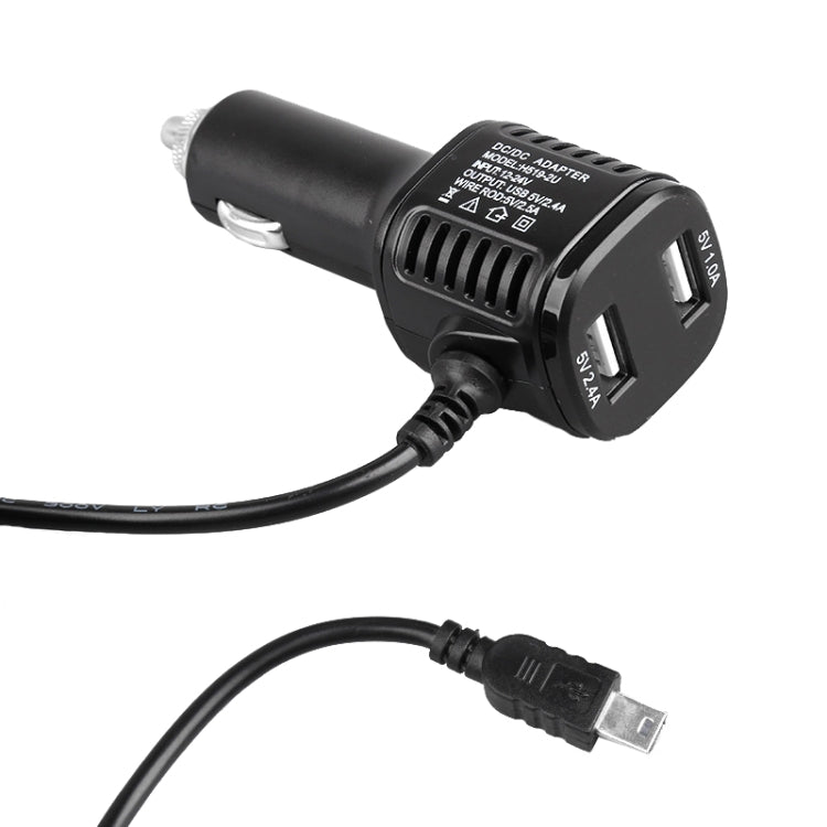 H519 Car Charger Driving Recorder Power Cord Dual USB With Display Charging Line, Specification:, Mini Straight, Mini Right Elbow, Mini Left Elbow, Micro Straight, Micro Left Elbow, Micro Right Elbow