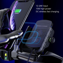 Load image into Gallery viewer, M9 Motorcycle Wireless Charging Mobile Phone Bracket 15W Fast Charging Mobile Phone Navigation Bracket, M9 (Black), M9 (Blue), M9 (Red), M9 (Gray)