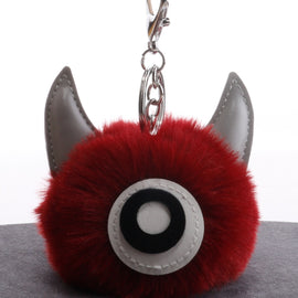 3 PCS Cartoon Croissant Hair Ball Keychain Pendant Bag Car Pendant