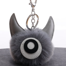 3 PCS Cartoon Croissant Hair Ball Keychain Pendant Bag Car Pendant