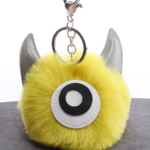 Load image into Gallery viewer, 3 PCS Cartoon Croissant Hair Ball Keychain Pendant Bag Car Pendant