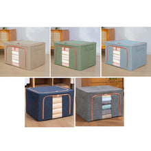 Load image into Gallery viewer, Fabric Steel Frame Quilt Clothing Storage Box Cotton Linen Storage Bag with Window, 22L 39x29x20cm, 66L 50x40x33cm, 100L 60x42x40cm, 24L 40x30x20cm