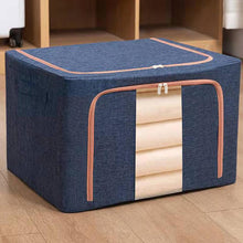 Load image into Gallery viewer, Fabric Steel Frame Quilt Clothing Storage Box Cotton Linen Storage Bag with Window, 22L 39x29x20cm, 66L 50x40x33cm, 100L 60x42x40cm, 24L 40x30x20cm