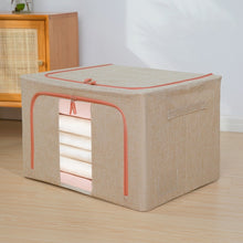 Load image into Gallery viewer, Fabric Steel Frame Quilt Clothing Storage Box Cotton Linen Storage Bag with Window, 22L 39x29x20cm, 66L 50x40x33cm, 100L 60x42x40cm, 24L 40x30x20cm