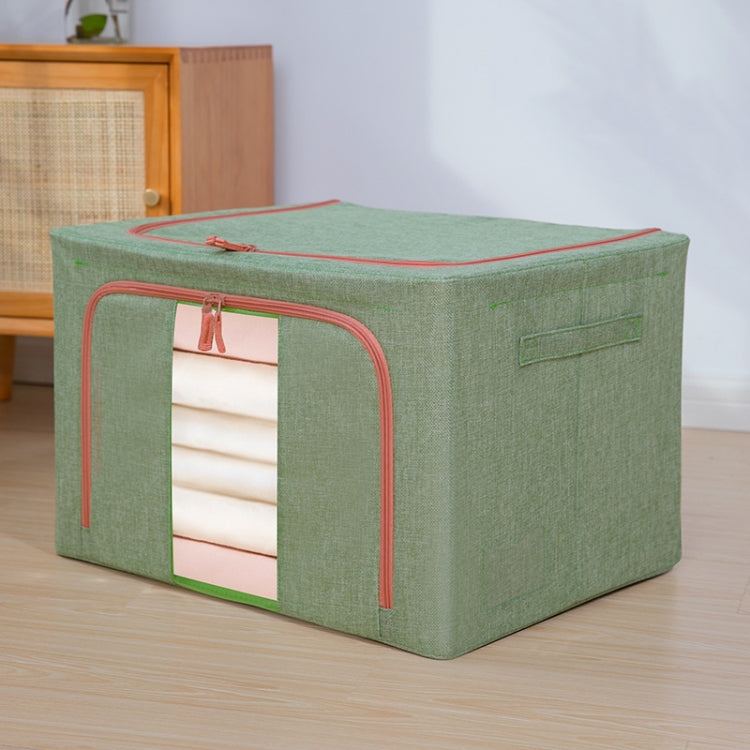 Fabric Steel Frame Quilt Clothing Storage Box Cotton Linen Storage Bag with Window, 22L 39x29x20cm, 66L 50x40x33cm, 100L 60x42x40cm, 24L 40x30x20cm