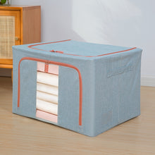 Load image into Gallery viewer, Fabric Steel Frame Quilt Clothing Storage Box Cotton Linen Storage Bag with Window, 22L 39x29x20cm, 66L 50x40x33cm, 100L 60x42x40cm, 24L 40x30x20cm