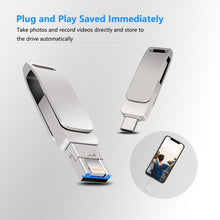Load image into Gallery viewer, USB 3.0 + 8 Pin + USB-C / Type-C 3 in 1 Phone Computer Metal Rotatable U-Disk, 32GB, 16 GB, 64GB