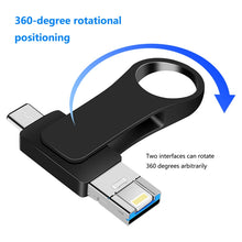 Load image into Gallery viewer, USB 3.0 + 8 Pin + USB-C / Type-C 3 in 1 Mobile Computer Metal U-Disk, 16GB, 32GB, 64GB, 8GB