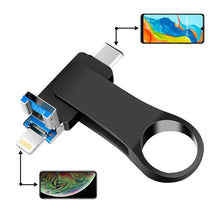 Load image into Gallery viewer, USB 3.0 + 8 Pin + USB-C / Type-C 3 in 1 Mobile Computer Metal U-Disk, 16GB, 32GB, 64GB, 8GB