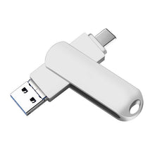 Load image into Gallery viewer, USB 3.0 + 8 Pin + USB-C / Type-C 3 in 1 Phone Computer Rotatable Metal U-Disk, 16GB, 32GB, 64GB, 128GB, 256GB