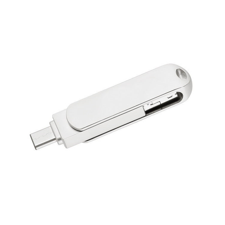 USB 3.0 + 8 Pin + USB-C / Type-C 3 in 1 Phone Computer Rotatable Metal U-Disk, 16GB, 32GB, 64GB, 128GB, 256GB