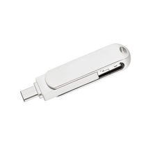 Load image into Gallery viewer, USB 3.0 + 8 Pin + USB-C / Type-C 3 in 1 Phone Computer Rotatable Metal U-Disk, 16GB, 32GB, 64GB, 128GB, 256GB