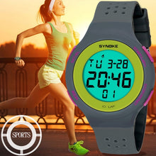 Load image into Gallery viewer, SYNOKE 67866 Swimming Waterproof Porous Breathable Silicone Strap Sports  LED Electronic Watch