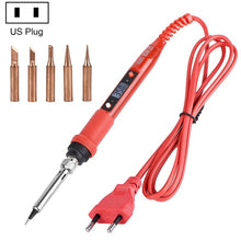 Load image into Gallery viewer, Metallic LCD Temperature Regulating Soldering Iron And Soldering Iron Tip Set Electric Soldering Iron Welding Tool, 220V EU Plug Bronze Head Red, 110V US Plug Bronze Head Red, 220V EU Plug Silver Head Red, 110V US Plug Silver Head Red                  ...