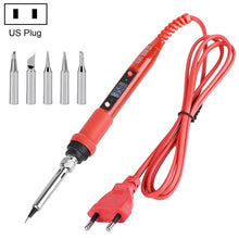 Load image into Gallery viewer, Metallic LCD Temperature Regulating Soldering Iron And Soldering Iron Tip Set Electric Soldering Iron Welding Tool, 220V EU Plug Bronze Head Red, 110V US Plug Bronze Head Red, 220V EU Plug Silver Head Red, 110V US Plug Silver Head Red                  ...