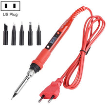 Load image into Gallery viewer, Metallic LCD Temperature Regulating Soldering Iron And Soldering Iron Tip Set Electric Soldering Iron Welding Tool, 220V EU Plug Bronze Head Red, 110V US Plug Bronze Head Red, 220V EU Plug Silver Head Red, 110V US Plug Silver Head Red                  ...