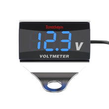 Load image into Gallery viewer, SUMOCHEPIN SMCP101 8-150V Motorcycle Modified Voltmeter LED Digital Display Electric Pressure Meter, White Bracket+Blue Voltmeter, Colorful Bracket+Red Voltmeter