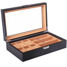 Load image into Gallery viewer, 6+3 PU Watch Glasses Case Carbon Fiber PU Skin Watch Box Sunglasses Box, 6 + 3 Brown, 6 + 3 Black