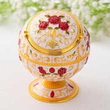 Load image into Gallery viewer, Metal Globe Ashtray With Lid Holiday Gift Tea Table Decoration, Golden Rose, Phnom Pencasting Castle, Silver Rose, Silver Castle, Silver Side White Red Rose, Silver Bay Blue Castle, Treasure Rose, Baolan Castle, Green Rose, Green Castle, Red Rose      ...
