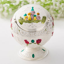 Load image into Gallery viewer, Metal Globe Ashtray With Lid Holiday Gift Tea Table Decoration, Golden Rose, Phnom Pencasting Castle, Silver Rose, Silver Castle, Silver Side White Red Rose, Silver Bay Blue Castle, Treasure Rose, Baolan Castle, Green Rose, Green Castle, Red Rose      ...