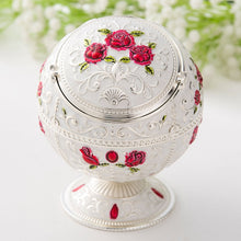 Load image into Gallery viewer, Metal Globe Ashtray With Lid Holiday Gift Tea Table Decoration, Golden Rose, Phnom Pencasting Castle, Silver Rose, Silver Castle, Silver Side White Red Rose, Silver Bay Blue Castle, Treasure Rose, Baolan Castle, Green Rose, Green Castle, Red Rose      ...