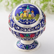 Load image into Gallery viewer, Metal Globe Ashtray With Lid Holiday Gift Tea Table Decoration, Golden Rose, Phnom Pencasting Castle, Silver Rose, Silver Castle, Silver Side White Red Rose, Silver Bay Blue Castle, Treasure Rose, Baolan Castle, Green Rose, Green Castle, Red Rose      ...