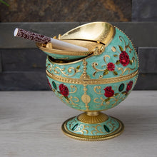 Load image into Gallery viewer, Metal Globe Ashtray With Lid Holiday Gift Tea Table Decoration, Golden Rose, Phnom Pencasting Castle, Silver Rose, Silver Castle, Silver Side White Red Rose, Silver Bay Blue Castle, Treasure Rose, Baolan Castle, Green Rose, Green Castle, Red Rose      ...