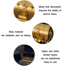 Load image into Gallery viewer, Double-Layer Jewel Box With Lock Metal Decorative Ornaments, 17.5x13.5x12.5cm