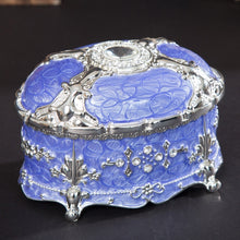 Load image into Gallery viewer, Metal Oval Diamond Jewelry Storage Box Birthday Wedding Gift, 8.5x6x6cm, 11x7.5x7cm