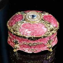 Load image into Gallery viewer, Metal Oval Diamond Jewelry Storage Box Birthday Wedding Gift, 8.5x6x6cm, 11x7.5x7cm