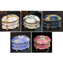 Load image into Gallery viewer, Metal Oval Diamond Jewelry Storage Box Birthday Wedding Gift, 8.5x6x6cm, 11x7.5x7cm