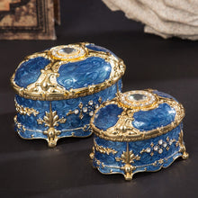 Load image into Gallery viewer, Metal Oval Diamond Jewelry Storage Box Birthday Wedding Gift, 8.5x6x6cm, 11x7.5x7cm