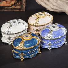 Load image into Gallery viewer, Metal Oval Diamond Jewelry Storage Box Birthday Wedding Gift, 8.5x6x6cm, 11x7.5x7cm